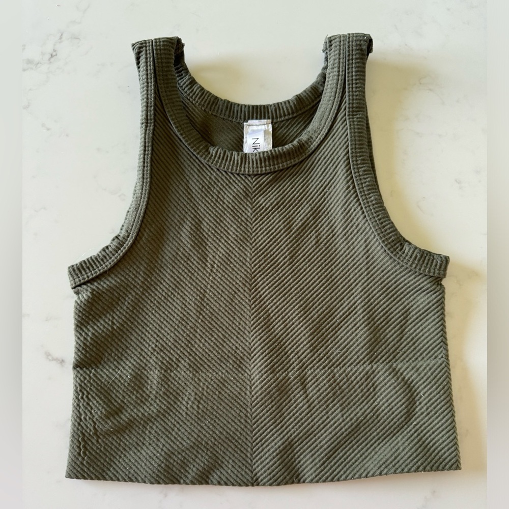 Girls nikibiki dark army green ripped tank top